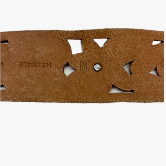 NWOT Fossil Wide Floral Tooled Cut Out Leather Studded Belt Size M main image 6